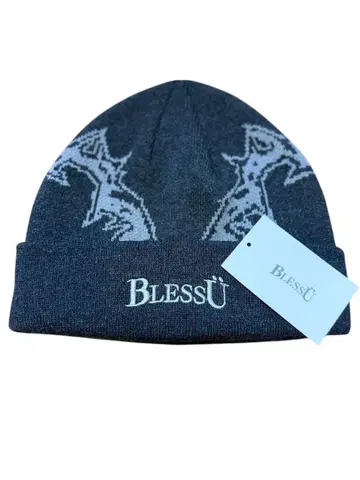 Bless U 블랙 비니 니트 모자