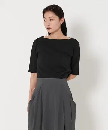 MARW UNITED ARROWS/5부 소매 보트넥 T셔츠 땀 얼룩 방지