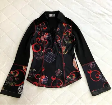 OZZON 오즈온 티셔츠 일본풍 패턴 레이스업