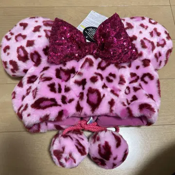 디즈니 미니 팬캡 레오파드 무늬 핑크