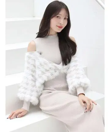 2WAY 자카드 가디건 도킹 니트 원피스