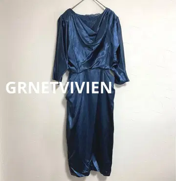 제네비비안 새틴 원피스 드레스 네이비 여성용