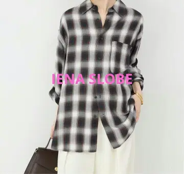 slobe iena 드레이프 체크 루즈 셔츠 네이비 최종 가격 인하