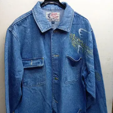 손그림 구름 용 패턴 데님 자켓 L 사이즈 (빅) 남성용