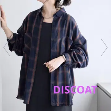 DISCOAT 옴브레 체크 오버 셔츠