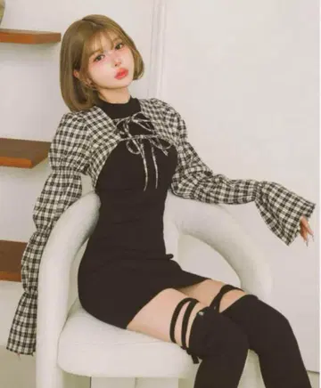 다리치 셔링 볼레로 미니 원피스 FL BLK