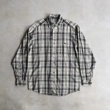 90s Claiborne 클레이본 체크 레이온 긴팔 셔츠 네프 S