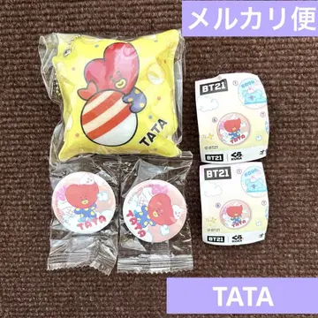 BTS BT21 쿠라스시 캔뱃지, 쿠션 참 TATA(타타)