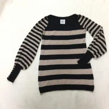 Me couture 캐시미어 100% 스트라이프 니트 긴팔