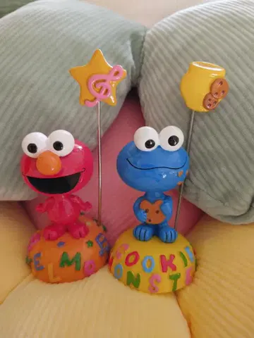 엘모와 쿠키 몬스터 피규어 세트 [스탠드 클립]