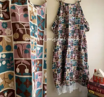 127cm 면린넨 캔버스 꽃무늬 레이스 맥시 길이 원피스 빅 사이즈