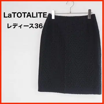 A4191 새상품급 LaTOTALITE 타이트 스커트 레이스풍 36 블랙