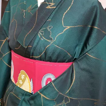순수 실크 그라데이션 꽃 나비 직조 오메시지 원단 기모노 (657)