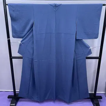 3539 이로무지 어두운 파란색 이중 기모노 순수 실크 문 없음