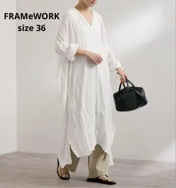 FRAMeWORK 코튼 크레이프 헨리 드레스 프레임워크 원피스