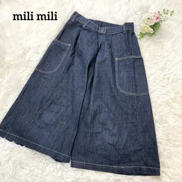 mili mili 와이드 팬츠 가우초 팬츠 데님 하프 팬츠 M