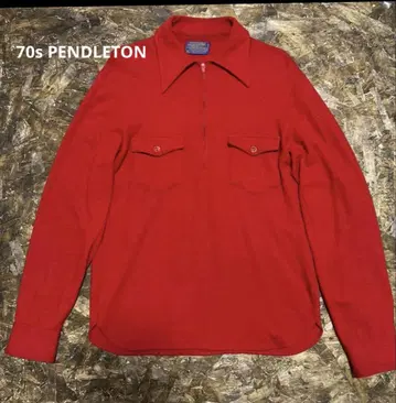 70s PENDLETON 하프 지퍼 울 셔츠 USA제 vintage