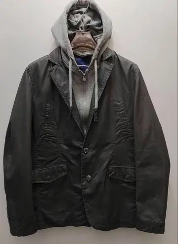 그레이 테일러드 자켓 후드 부착