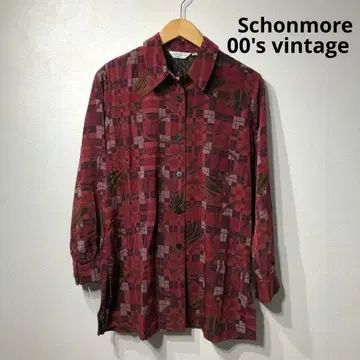 [ Schonmore ] 레트로 모던 빨간색 체크 긴팔 블라우스 빈티지