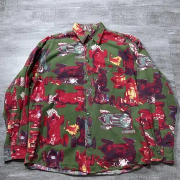 90s ICEBERG 이탈리아제 올 패턴 자동차 긴팔 셔츠 L 아이스버그
