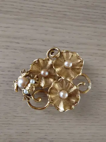 빈티지 액세서리 오스카 드 라 렌 꽃, 펄, 개구리 브로치