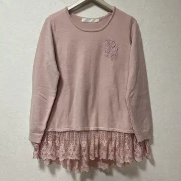 핑크하우스 레이스 밑단 달린 긴팔 튜닉 미사용