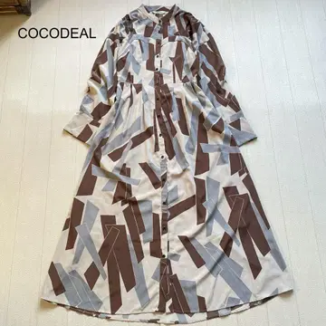 COCODEAL 기하학 프린트 뷔스티에 디자인 원피스 블루 x 브라운