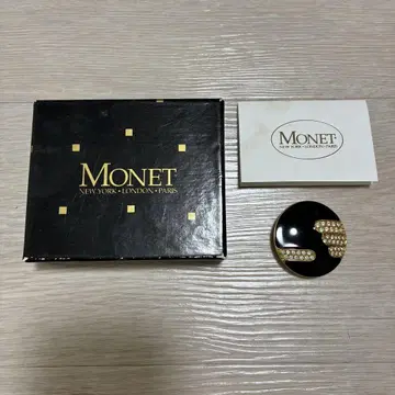 Monet 블랙 골드 크리스탈 브로치
