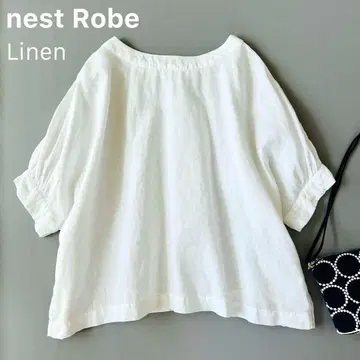 새상품급 네스트로브 린넨 벌룬 슬리브 블라우스 화이트 돌먼 슬리브 셔츠