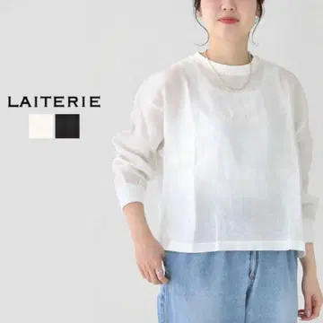 미사용 새상품 LAITERI 레이트리 뤼르 린넨 긴팔 리브 풀오버 블랙