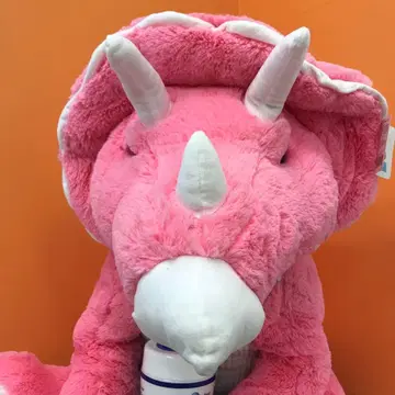 택 포함/약 90cm 코스트코 거대 봉제 인형 공룡 트리케라톱스 핑크