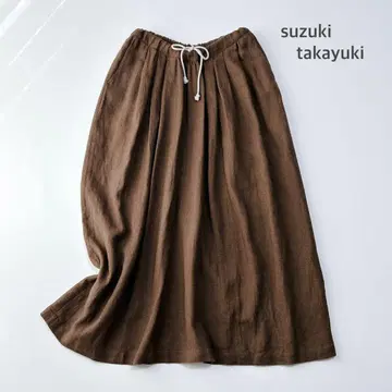 suzuki takayuki 23AW 라미 린넨 개더 롱 스커트