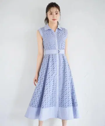 tocco closet 꽃단추 플라워 코튼 레이스 셔츠 원피스
