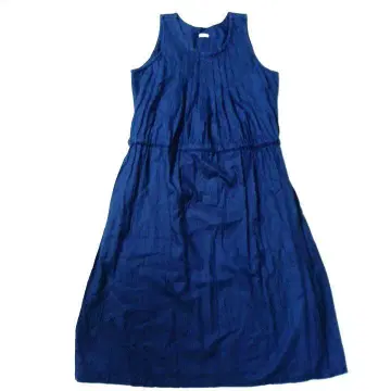 [ 이치/ichi ] 슬리브리스 린넨 혼방 롱 원피스 네이비 블루