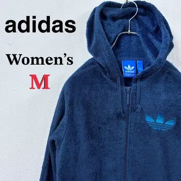 아디다스 오리지널 플리스 자켓 여성용 M 네이비 자수 로고