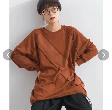 Lupilien 니트 헤비 웨이트 숄더 절개 튜닉 벽돌