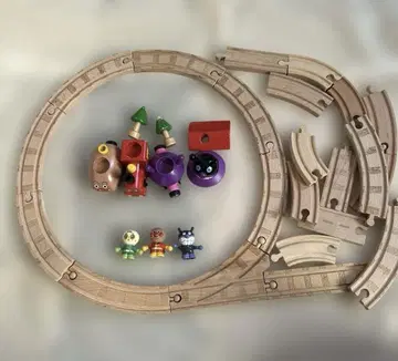 호빵맨 나무 완구 기차 SL만 호빵맨호 레트로 피규어 포함