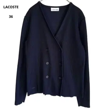 라코스테 여성용 니트 가디건 긴팔 네이비 36