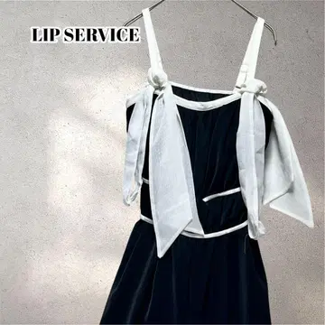 립서비스 바이컬러 리본 개더 올인원 M 사이즈 블랙 5503