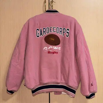 바시티 자켓 핑크 GCWE Rugby 럭비 자수 빅 실루엣 구제 의류
