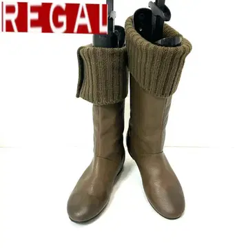 REGAL 리갈 카키색 니트 사용 롱 부츠 23cm