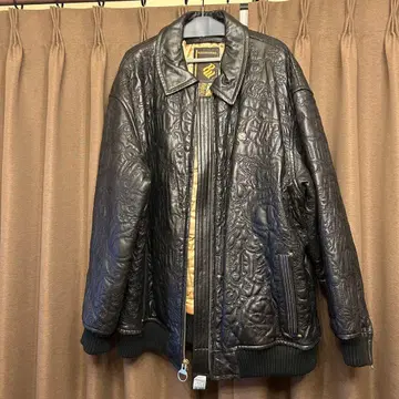 Rocawear 블랙 가죽 자켓 3XL 럭셔리 자수