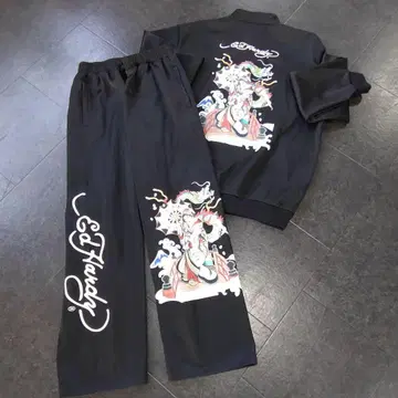 [레어 에드 하디] 트랙 자켓 셋업 일본풍 패턴 빅 사이즈 새상품급