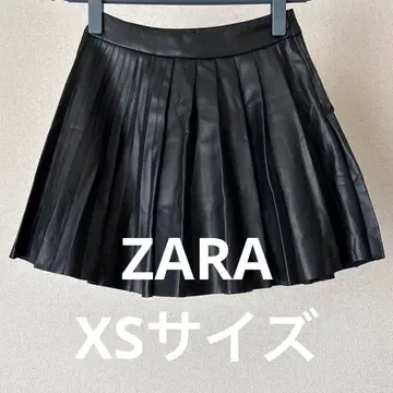 ZARA 블랙 플리츠 스커트 XS 인조 가죽 한국 귀여운 키즈