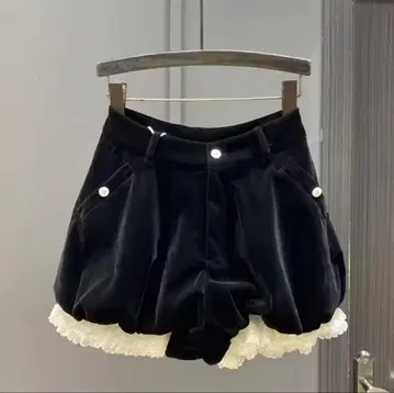 블랙 벨벳 레이스 숏팬츠