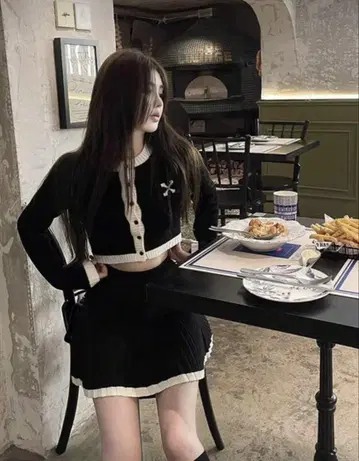 니트 셋업 미니 스커트