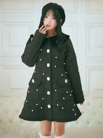 Ank Rouge 리본 퀼팅 도리 코트