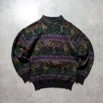 아메리칸 자켓기 90s 폴스미스 올 패턴 모크넥 니트