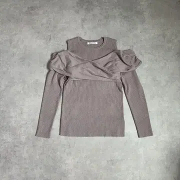 새상품급 SNIDEL 스나이델 아지메 크로스 디자인 리브 니트 그레이지