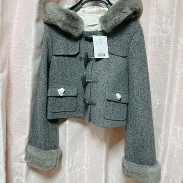 미셸 마카롱 숏 더플 코트 택 포함 새상품 그레이 XS